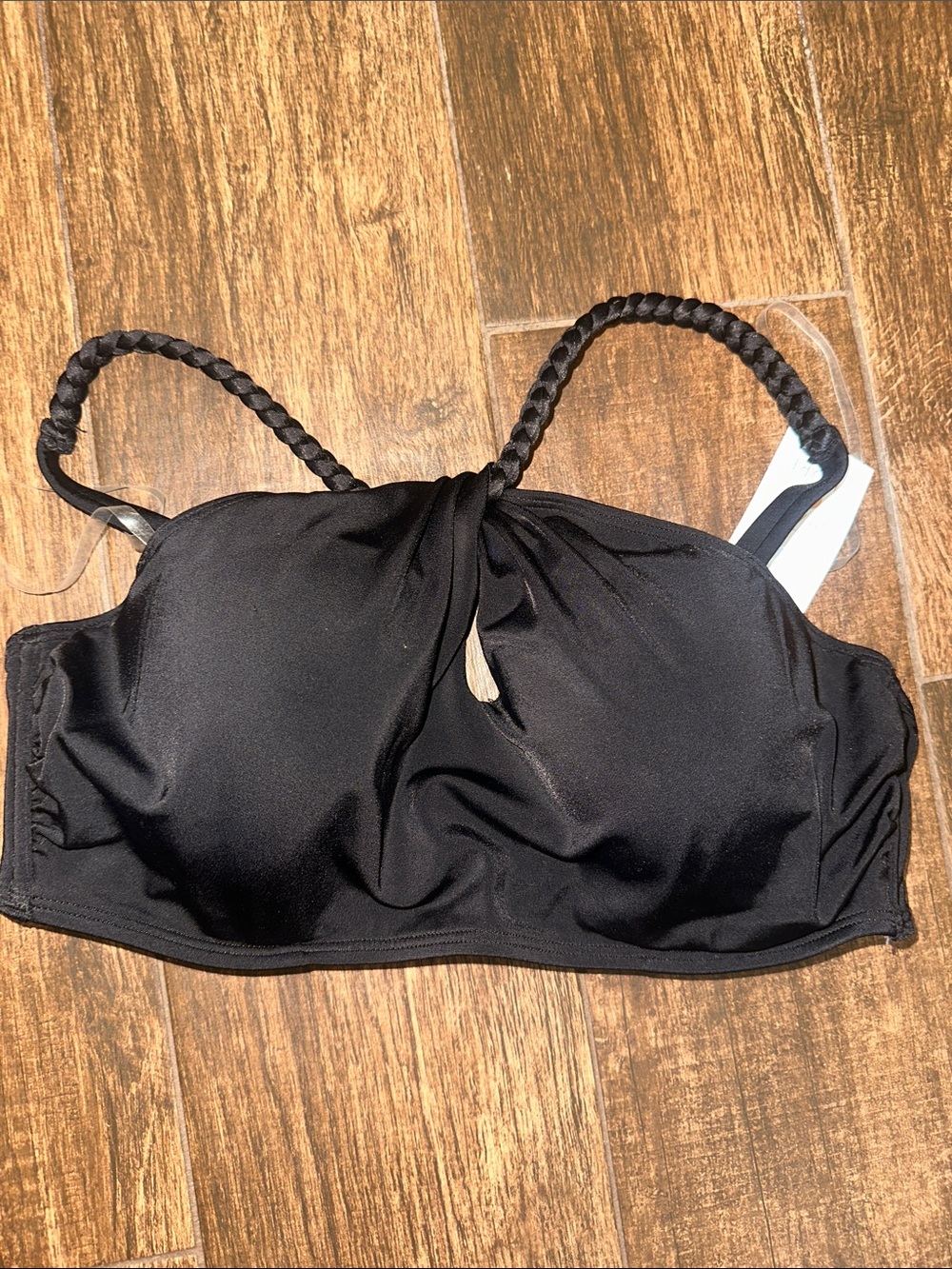 Shade & Shore Black Bandeau Bikini Top with Braided Straps